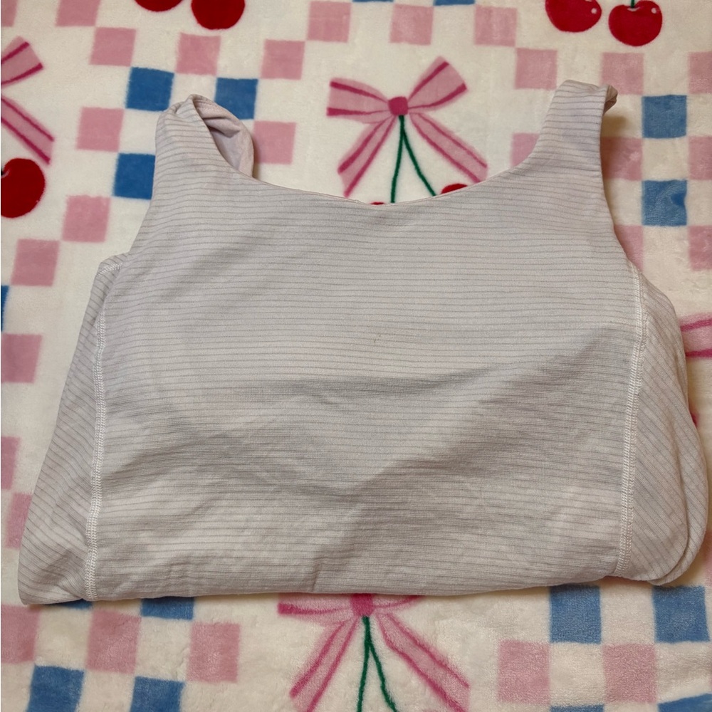 Lululemon white stripped tank top with light pink built in bra!